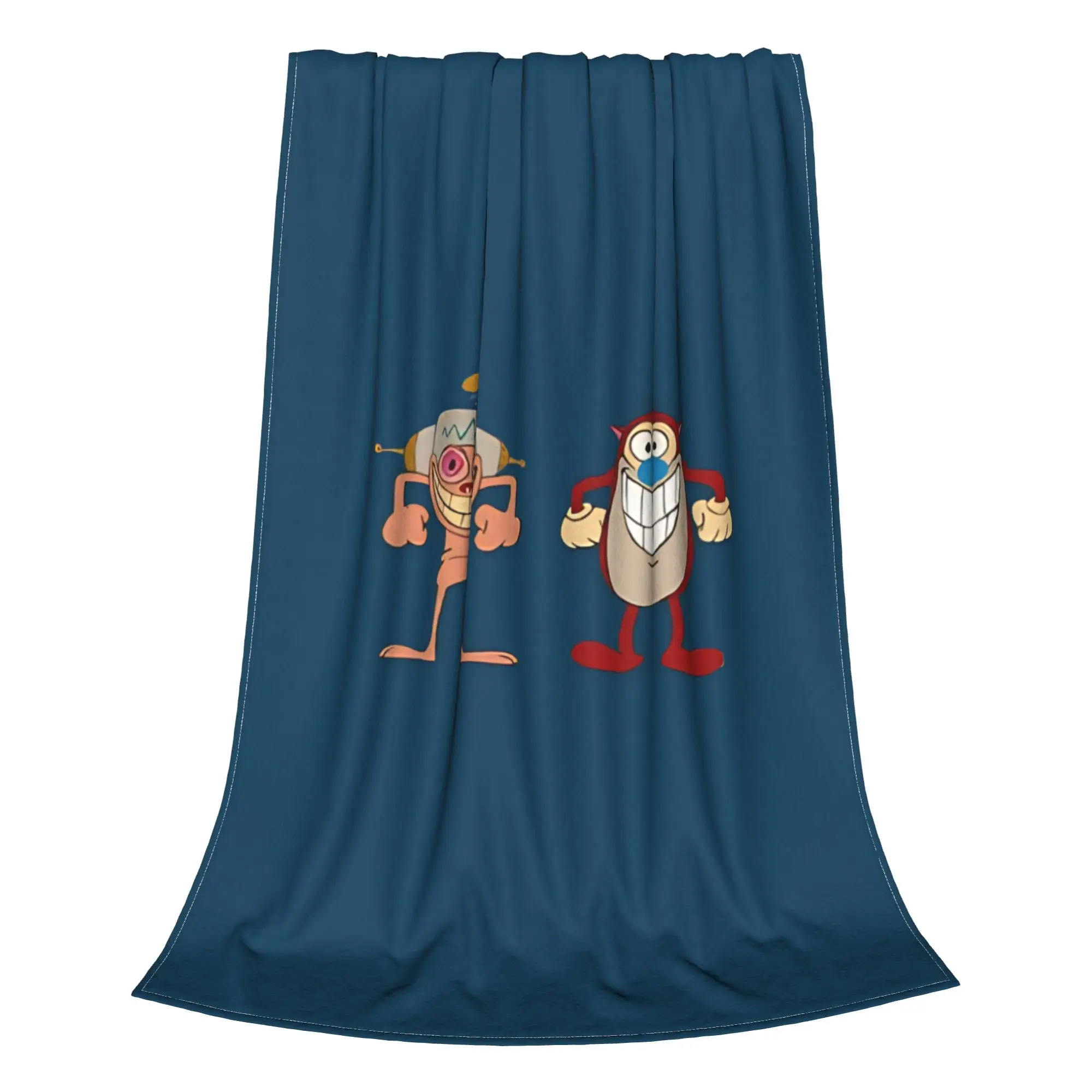 1PC Home Cutecore 90s Crazy Cartoon Duo Ren & Stimpy Blanket Super Cosy Plush Home Living Room Sofa Halloween