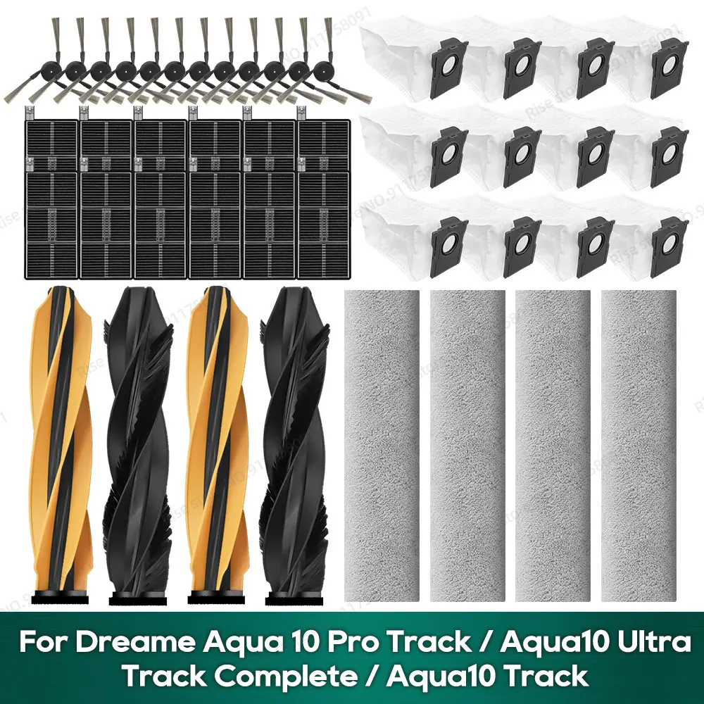 Compatible for ( Dreame Aqua 10 Pro Track / Aqua10 Track / Aqua10 Ultra Track Complete) Accessories Main Brush Filter Mop Bag