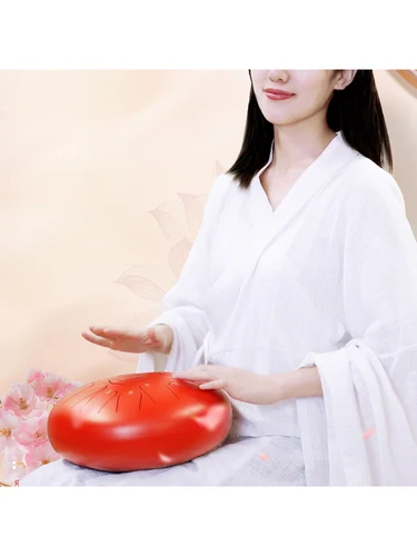 Imagen 2 del producto Tambor de mano de 11 notas con mazo de tambor, púas para dedos, percusión, herramienta de tambor de lengua de acero de 6 pulgadas para meditación, Yoga, 10 colores