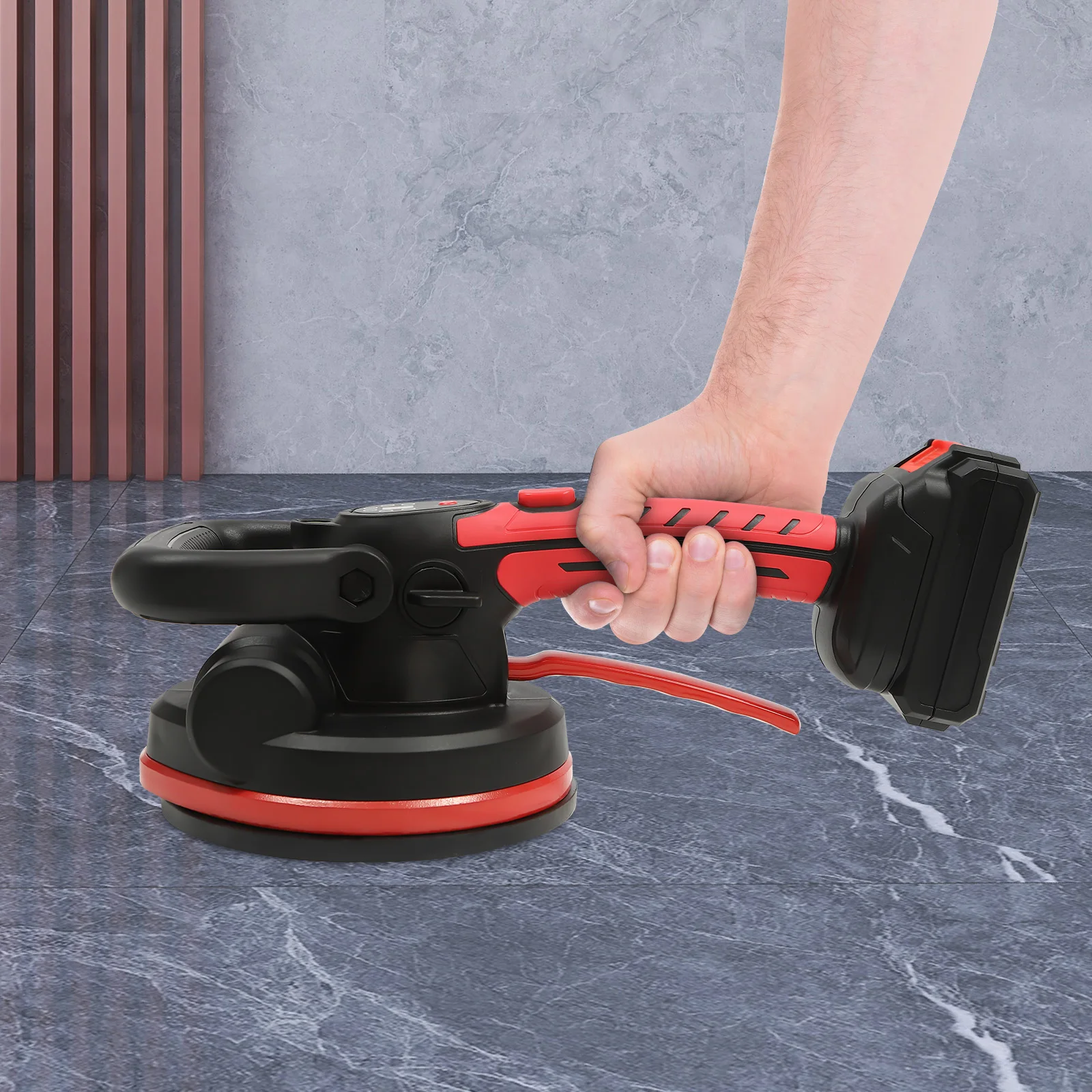 V11-1 85Wタイル振動ツール、LCDスクリーン付きハンドヘルドタイル敷設機、23000RPM、リチウム電池搭載、18cm吸盤付き