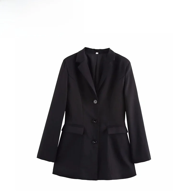 

ZAB Autumn New Women's Long Sve awl Collar Single Button Waist Cinched Midi Length Suit Jaet Faionable Ele Sle