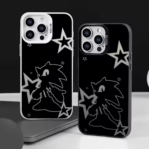 1PC Anime Sonic Phone Case Phone Case IMD Color Silver Shell For IPhone 16 15 14 13 12 11 Pro Max Plus