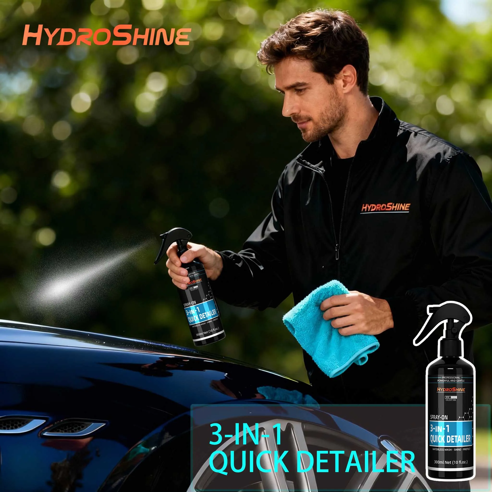 Hydroshine 3-in-1 Quick Detailer Car Wax Polishing Spray High Protection Ceramic Coating Plastic Refresh Fast Scratch Repair