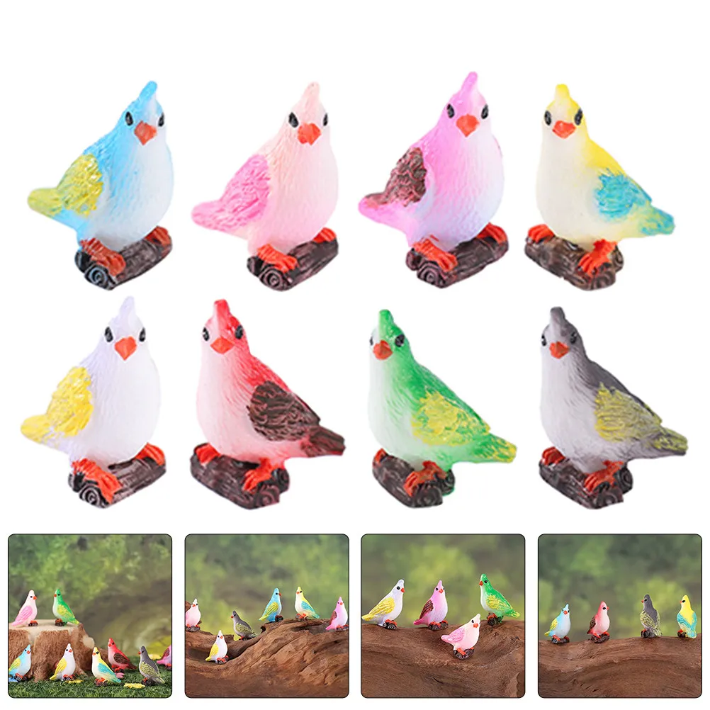 

10Pcs Mini Parrot Decoration Resin Micro Landscape Bird Statues for Desktop Garden Yard Dollhouse Landscaping Accessories