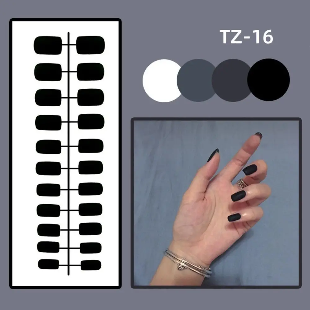 24Pcs New Detachable Solid Color Fake Nails Wearable Matte Medium Long False Nails Full Cover Manicure Press-on Nails Women