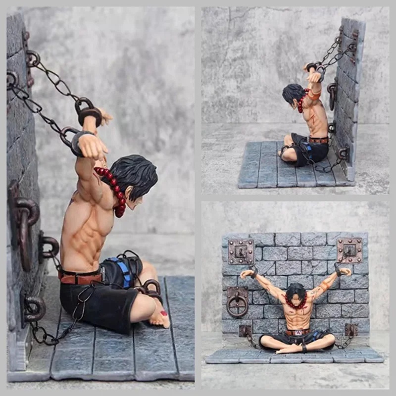

22cm One Piece: Ace'S Imprisonment – The Epic Battle-Scarred Prison Scene Anime Figure Model Statue Collection Desktop Toys Gift