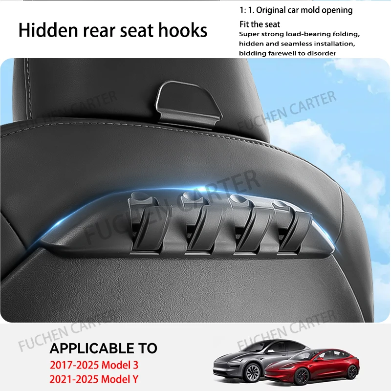 For Tesla Model 3 /Y 2017-2025 Seat Backrest hidden Hook Front Seat Hanger ABS Storage Rack New Model Y Juniper Car Accessories