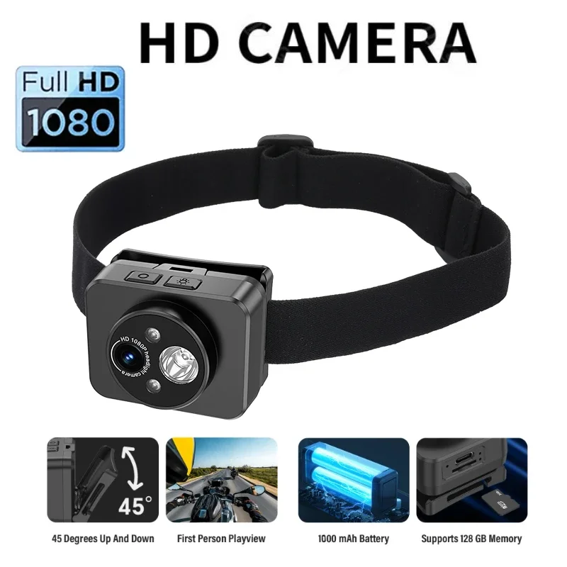 HD 1080P Outdoor Sport Camera Camcorder Head-mounted Action Induction Light Powerful Helmet Video Recording DVR Cam Camping