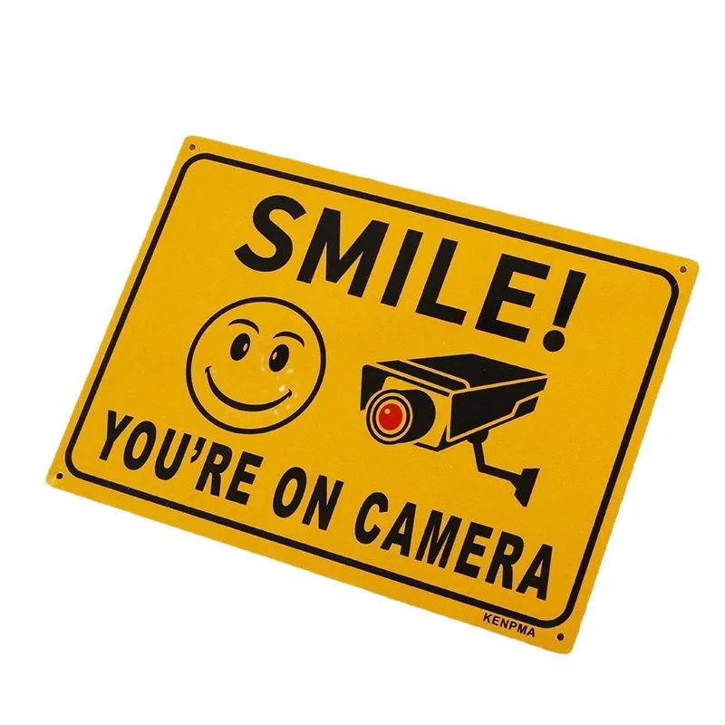 Señal de metal de película reflectante, señal de cámara impermeable, etiqueta de seguridad de PVC, señal de advertencia impresa de acero inoxidable