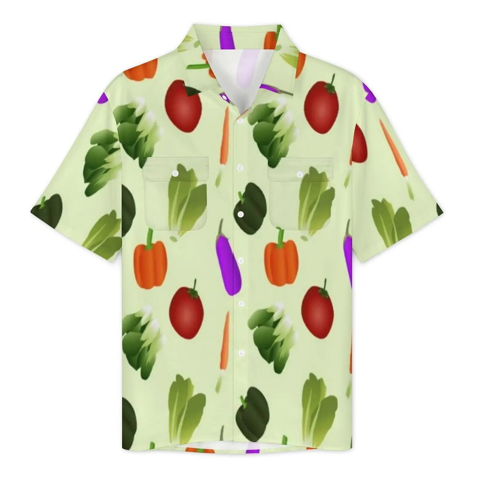 World Vegetarian Day Vacation Shirt Vegetables Print Summer Casual Shirts Men Vintage Blouses Short Sleeve Y2K Street Custom Top