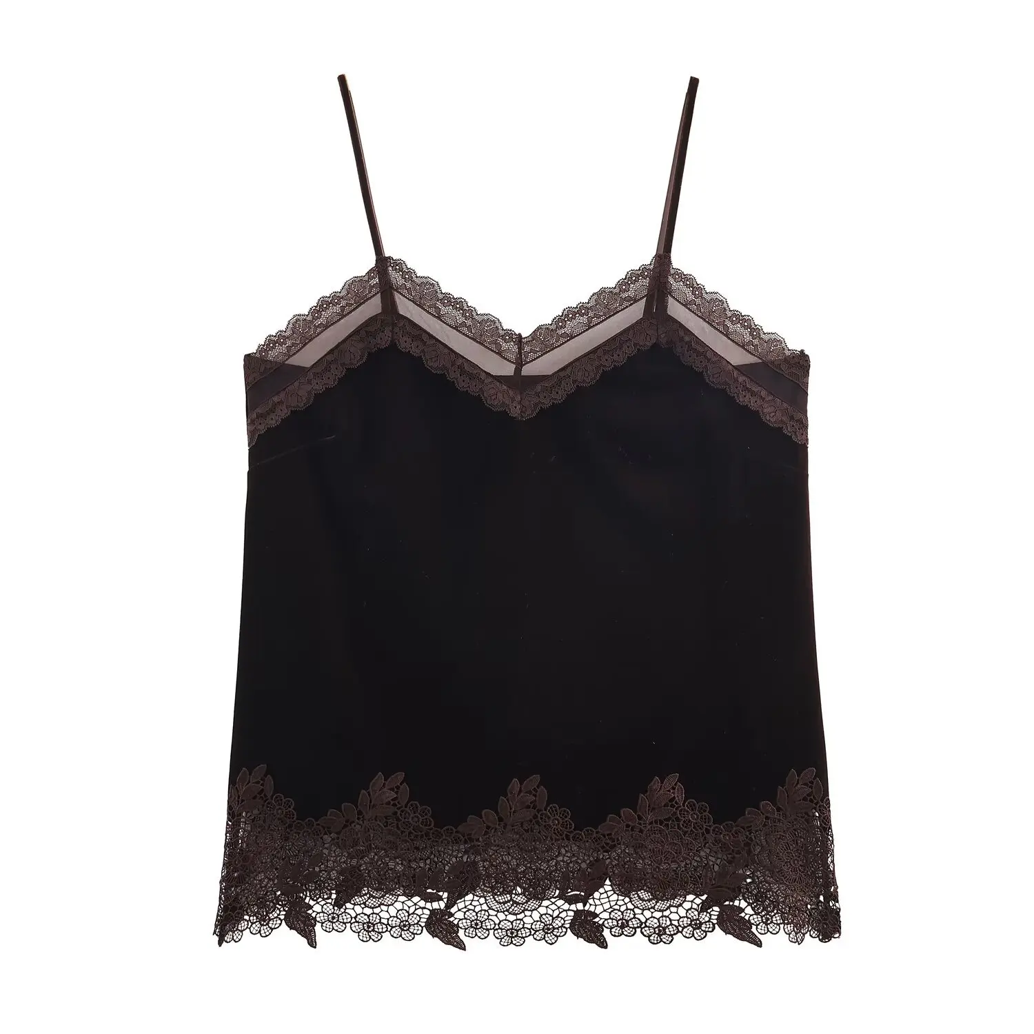 

Spring/Summer 2026 Women's Lace Stylized Velvet Lingerie Camisole Top