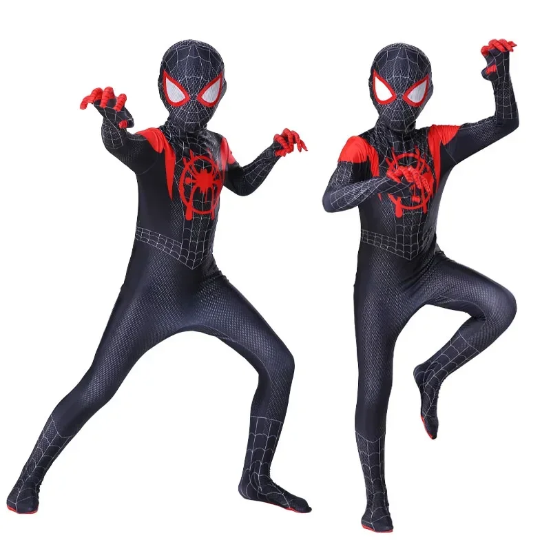 SN55Boys Ragazze Spiderman Costume Tuta da supereroe Miles Morales Spider-Man Cosplay Zentai Body Stile 3D Halloween Outf $ @ 1w