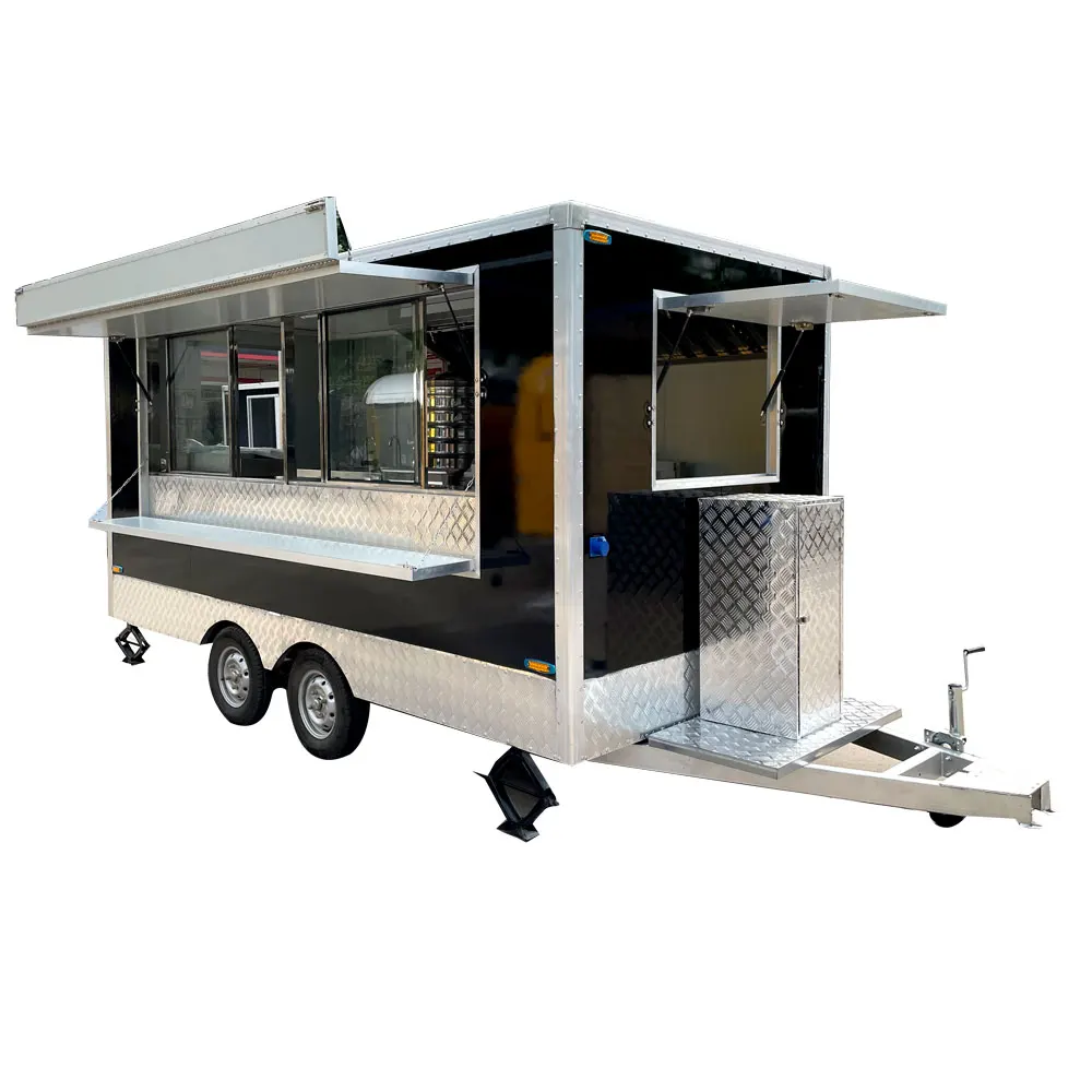 

13FT Long Food Cart Street Vending Cart Trolley Ice Cream Food Trailer Coffee Trailer