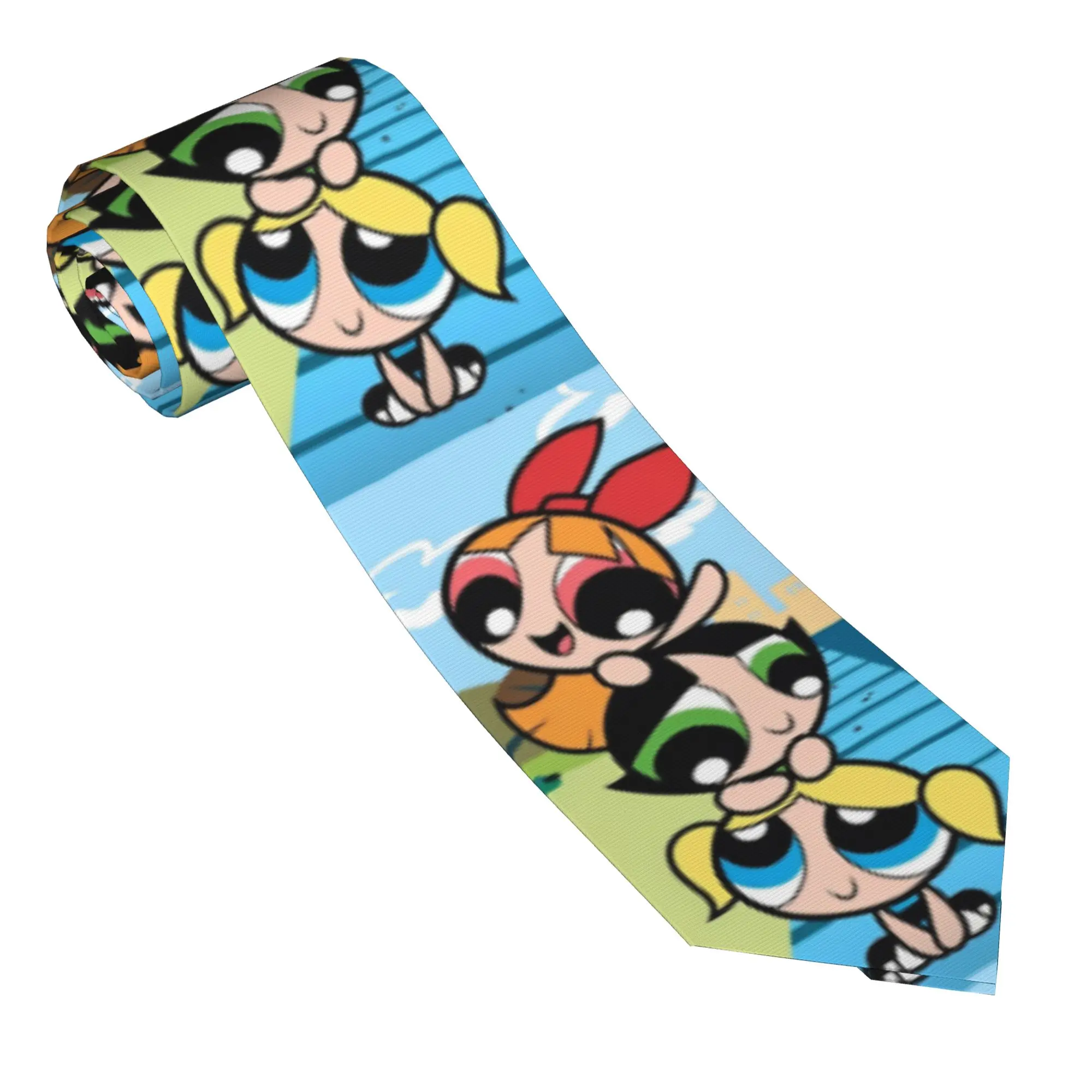 Whoopass Girls Blossom Bubbles Buttercup Neckties Men 8 cm Silk Wide Neck Tie for Mens Accessories Gravatas Cosplay Props