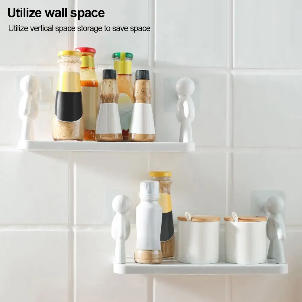 Plastic Material Wall-Mounted Storage Rack Waterproof Design Cute Style Bathroom Cosmetic Shelf Punch Free Installation