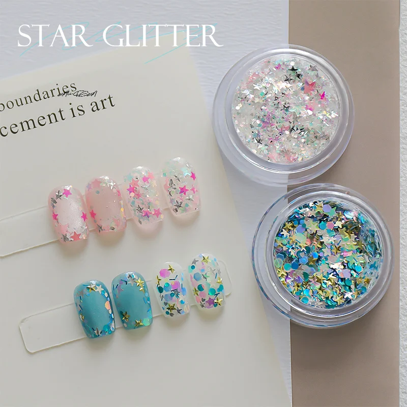1 Box Bunte Stern Pailletten Nail art Glitter Pulver Ultradünne Aurora Sparkle Magie Spiegel Maniküre Werkzeuge für Dekorationen