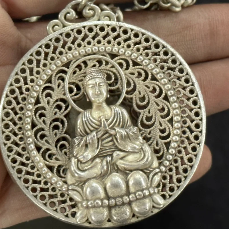 

Antique-Style Miscellaneous Antique Collection Qing Dynasty Qianlong Era Hollow Silver Lock Collar Lock Special Offer Free Shipp