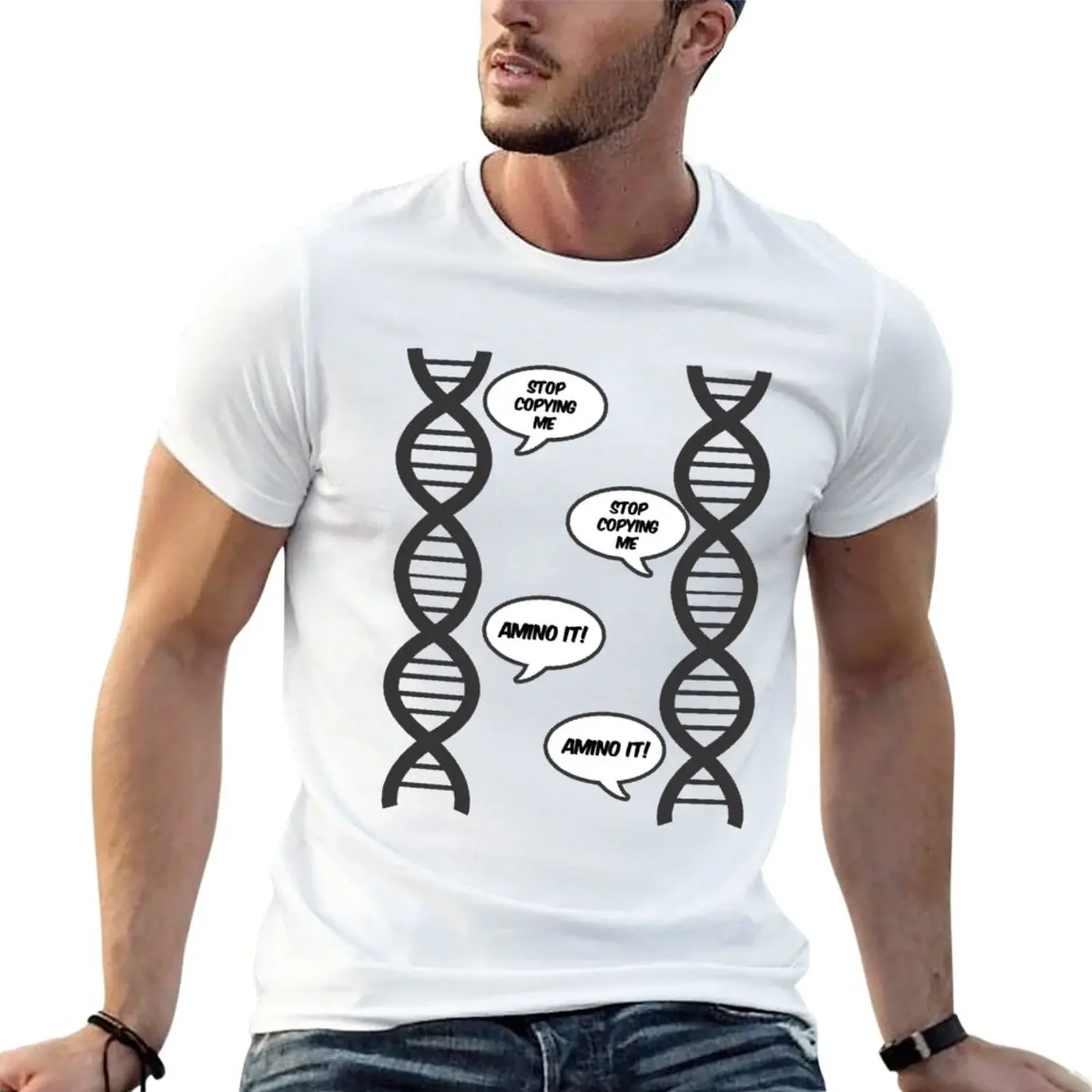 New Stop Copying Me DNA Funny Tee T-Shirt Short sleeve tee anime anime stuff Men's t shirts