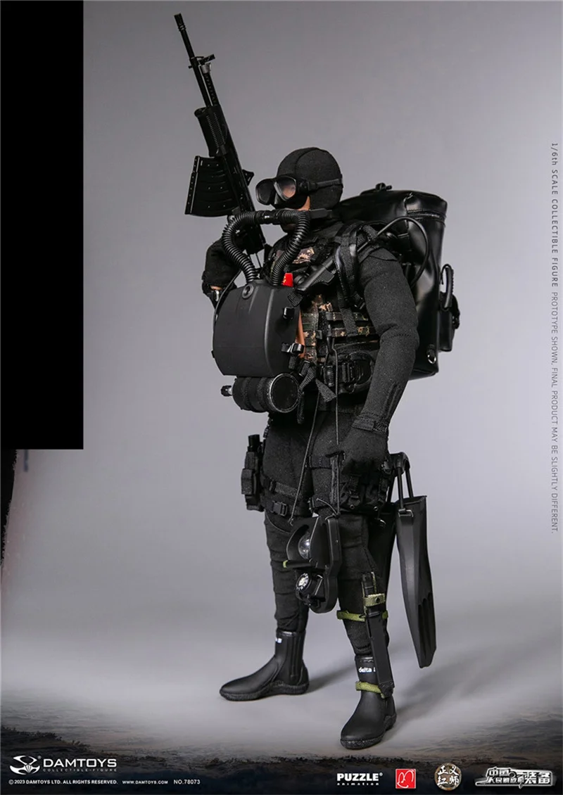 DAMTOYS-Soldado Batalha Frogman Action Figure, Exército de Libertação Chinês, Corpo de Fuzileiros Navais, Conjunto completo, Presentes Fãs Colecionáveis, 78073, 1:6