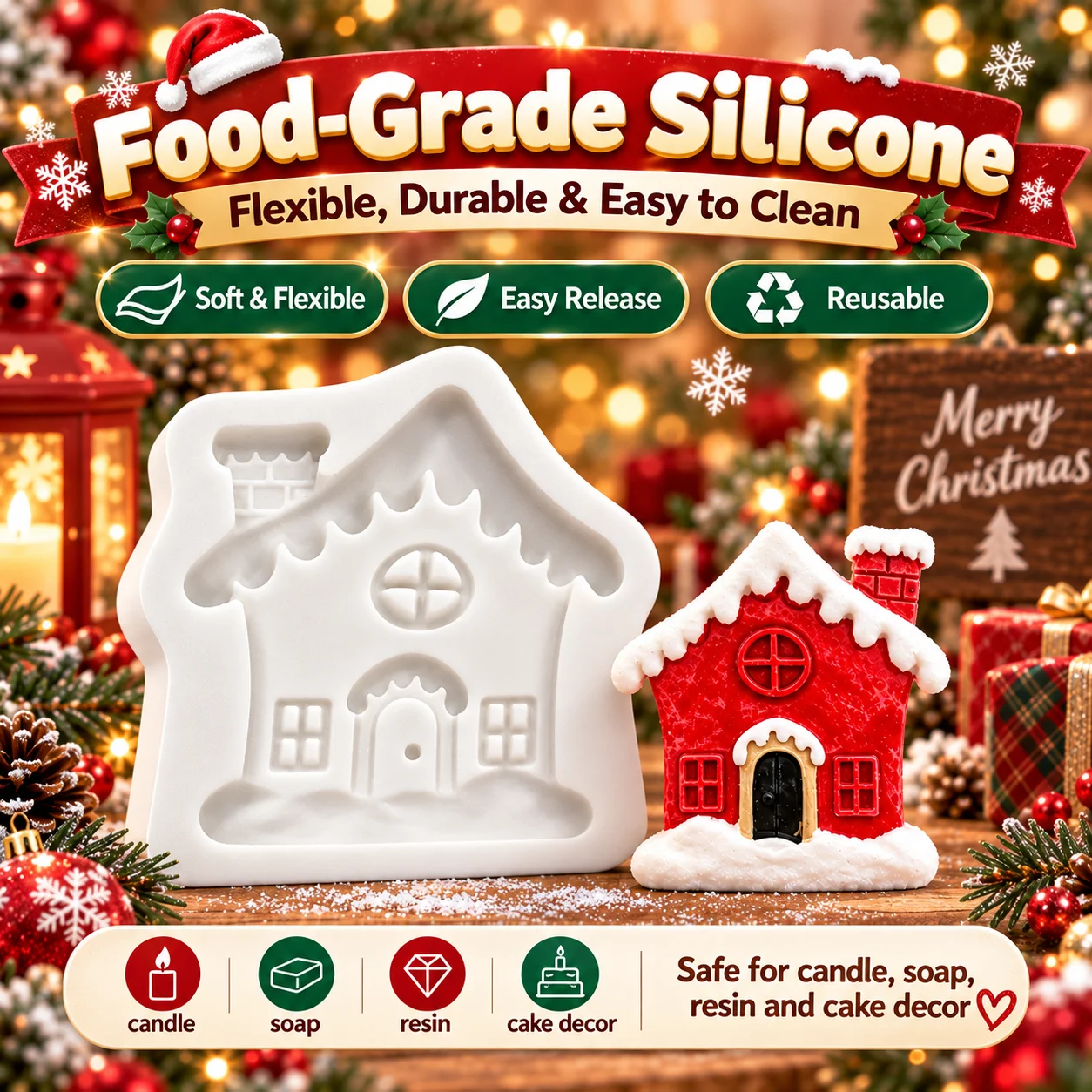 Christmas House Silicone Mold - Candle Mold Silicone 评论和价格