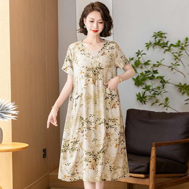 New Fashion  Summer Women For women Plus Size Dress Casual Vintage Elegant Floral Dresses Woman Clothes
