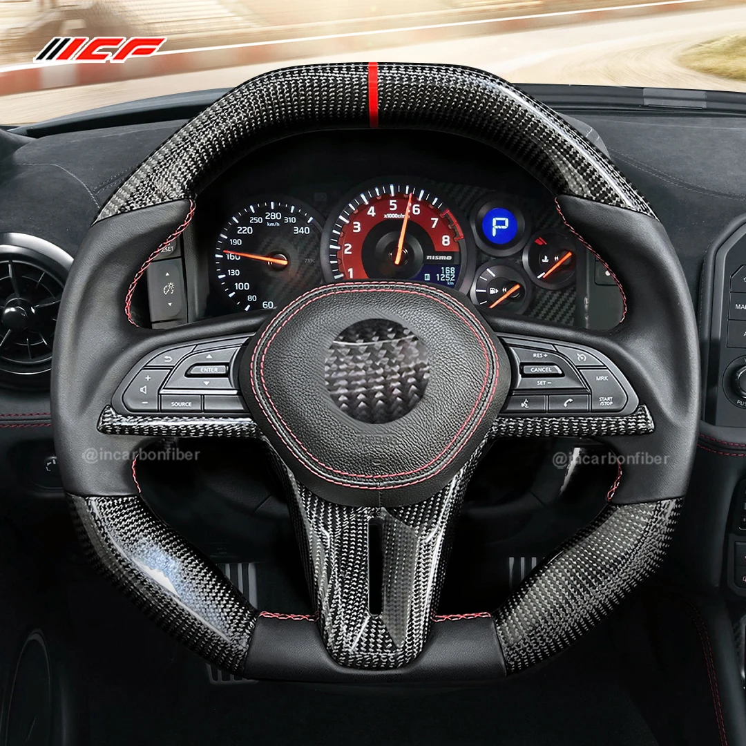 

ICF Real Carbon Fiber Steering Wheel Core with Trim and No Airbag Paddle and Buttion for 2017+ NISSAN GT-R GTR R35