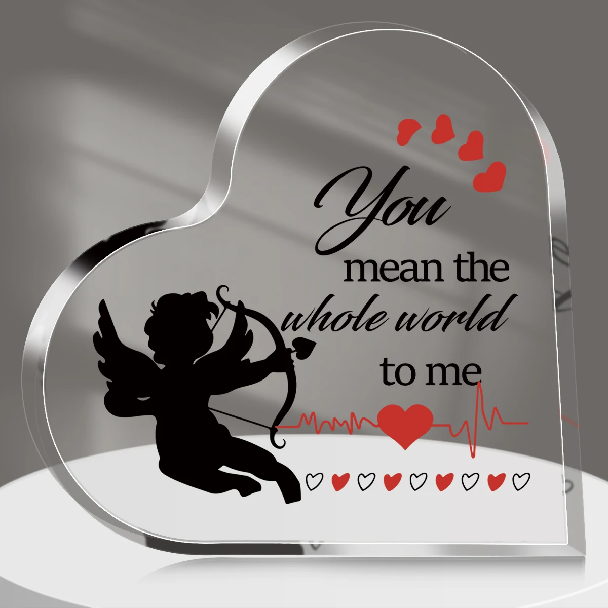 1pc Cupid Love Heart Decorative Sign,Romantic Acrylic Plaque for Him/Her,Birthday,Anniversary,Wedding,Valentines Gifts for Women