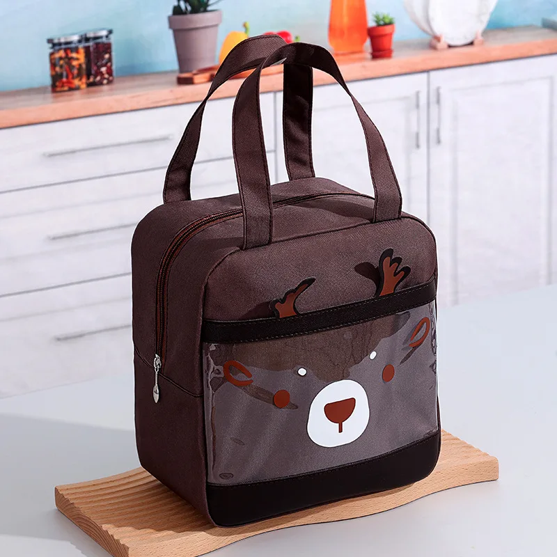 Cartoon Print Carrying Large Capacity Bento Bag  Fruit Food Refrigerated Bag  Oxford Cloth Travel Insulation Picnic Lunch Bag