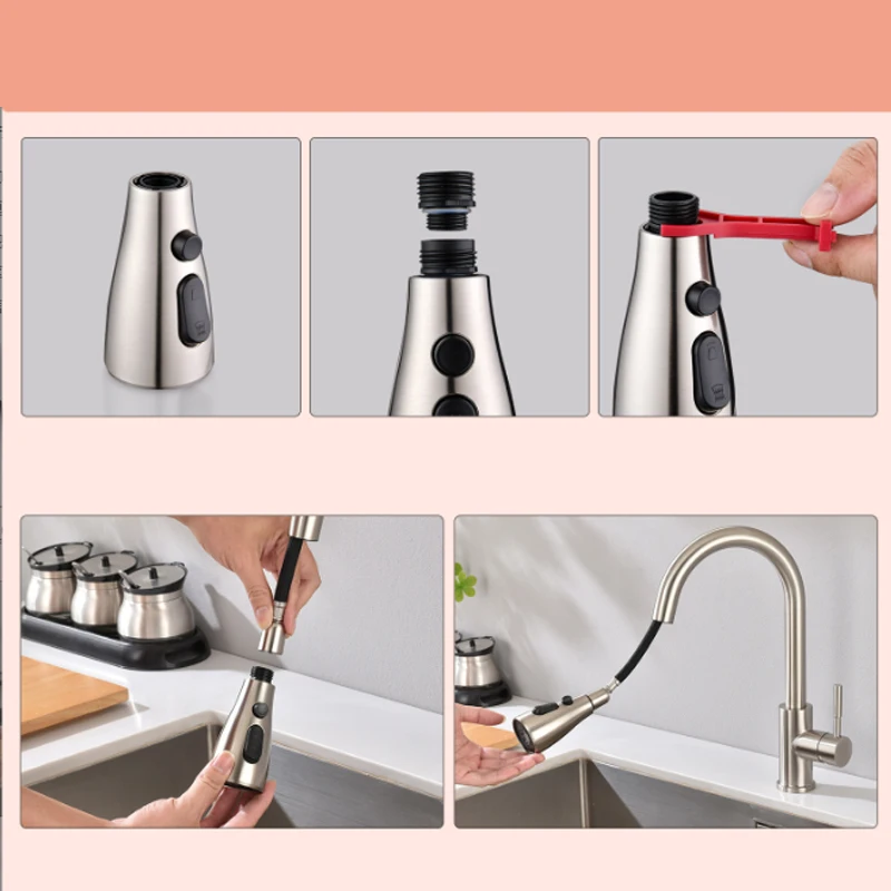 Kitchen Sink Splash Proof Faucet Extension Vegetable Washing Basin Tap Pull-Out Head Multifunctional Faucet Accessories
