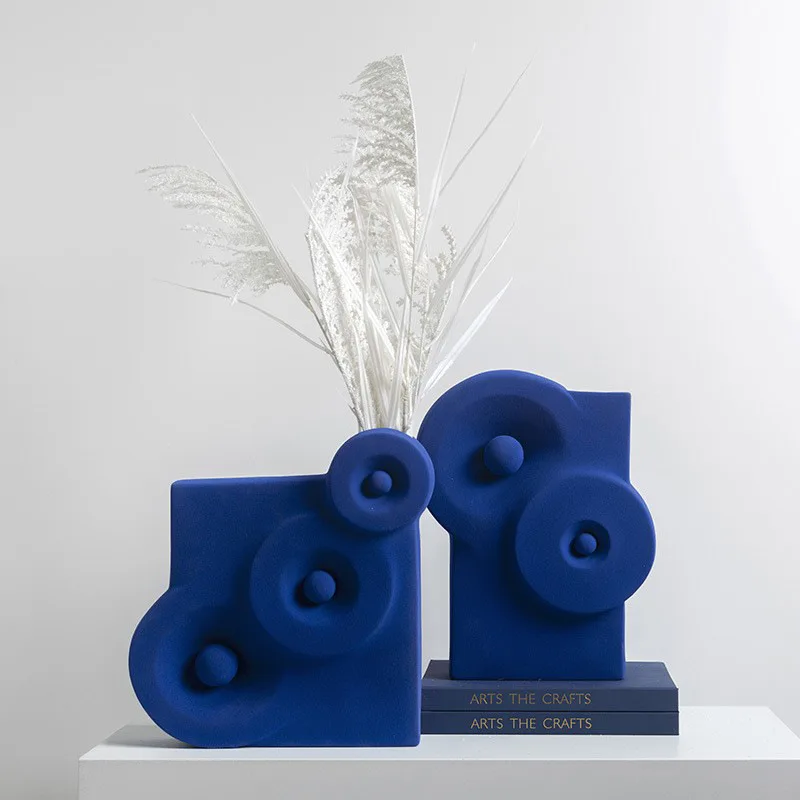 Circle pattern vase ornament hotel model room home living room dining table simple ceramic dried flower ornament