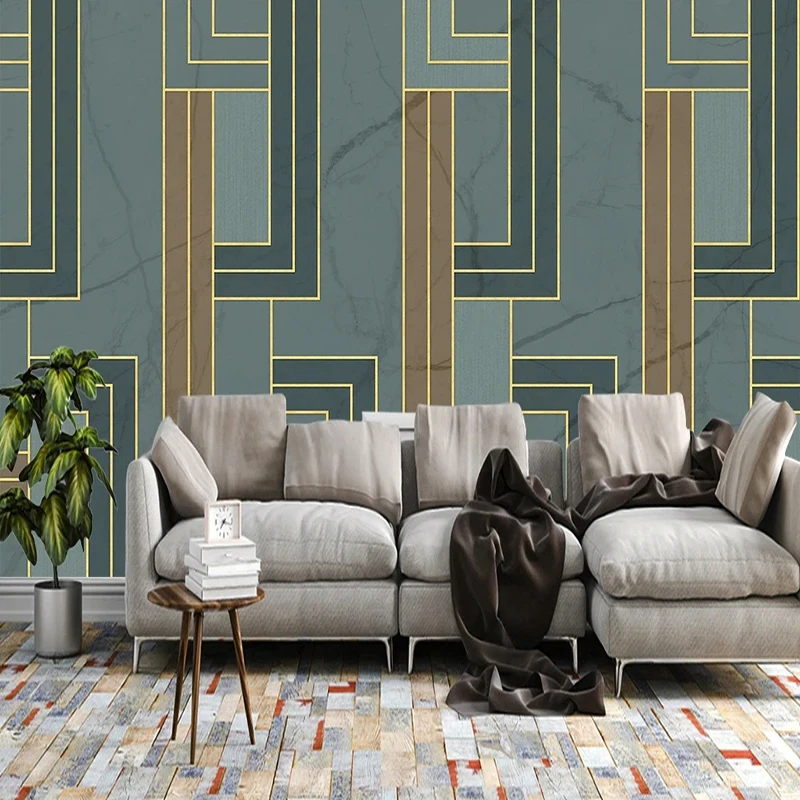Modern Vintage Gold Lines Marbling Photo Wallpaper Living Room TV Sofa Study Background Wall Cloth Modern Creative Art Murals