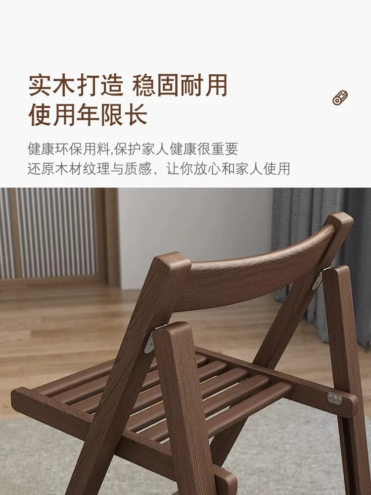 Solid wood folding chair household living room casual dining chair balcony mahjong folding chair can be