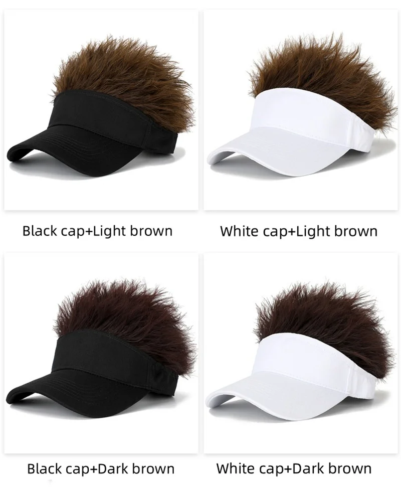 Cap With Wig Male Adjustable Straps Hair Women\'s Wig Camouflage Baseball Cap Sythetic HeatResistant Fiber Short Curly  Wigs