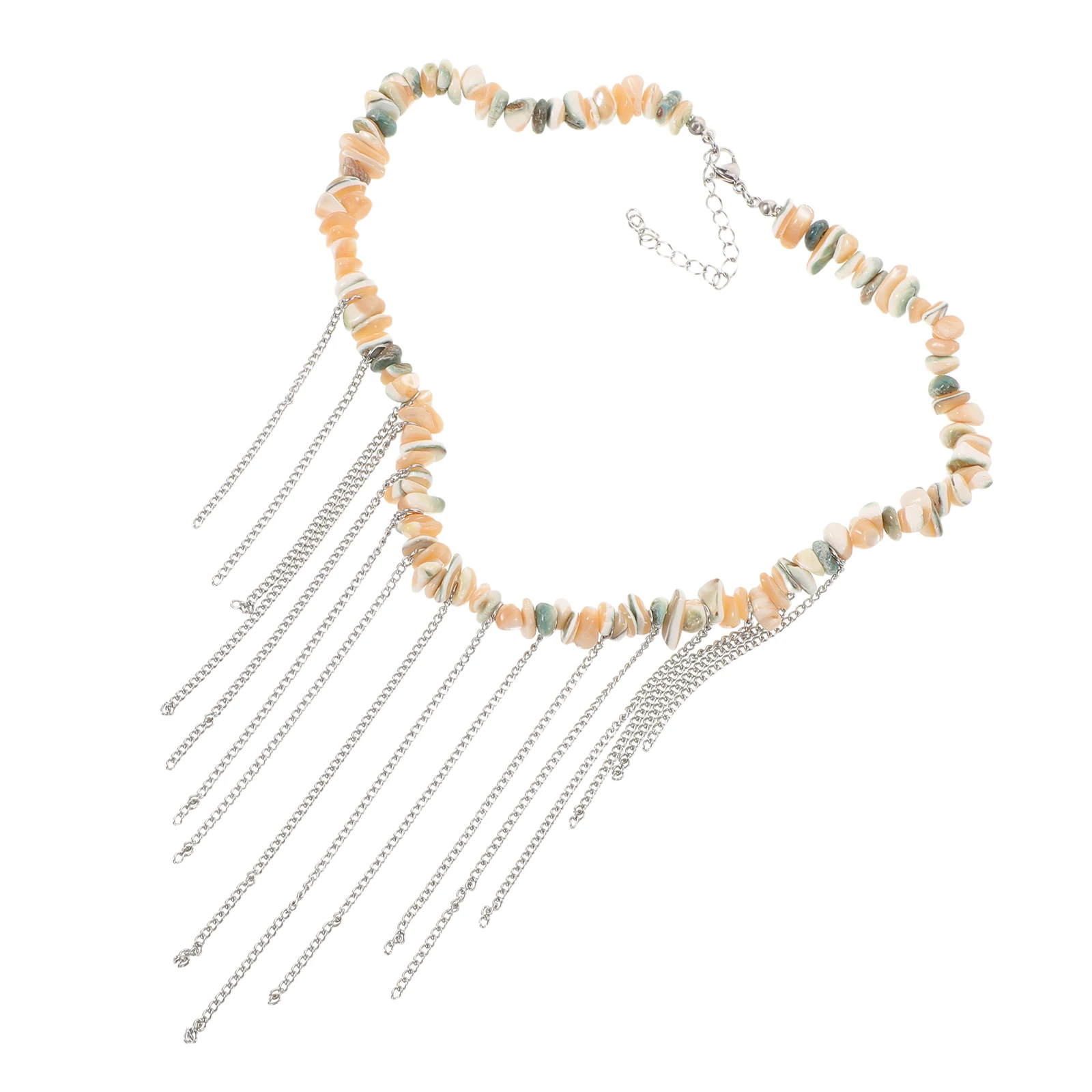 

Handmade Shell Beaded Beach Ocean Jewelry Tassel Clavicle Seashell Summer Vacation For Women Durable Metal Clasp Irregular