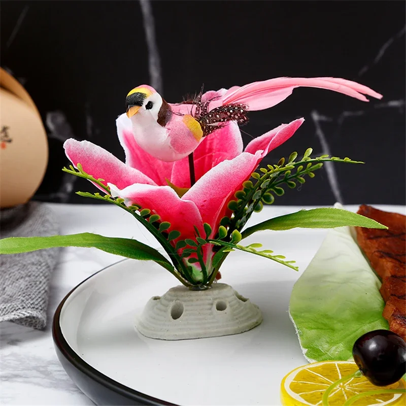 Restaurant plate tray dish decorate flower tree Birds seafood sushi decoration ornamental flowerpot artificial chef tools