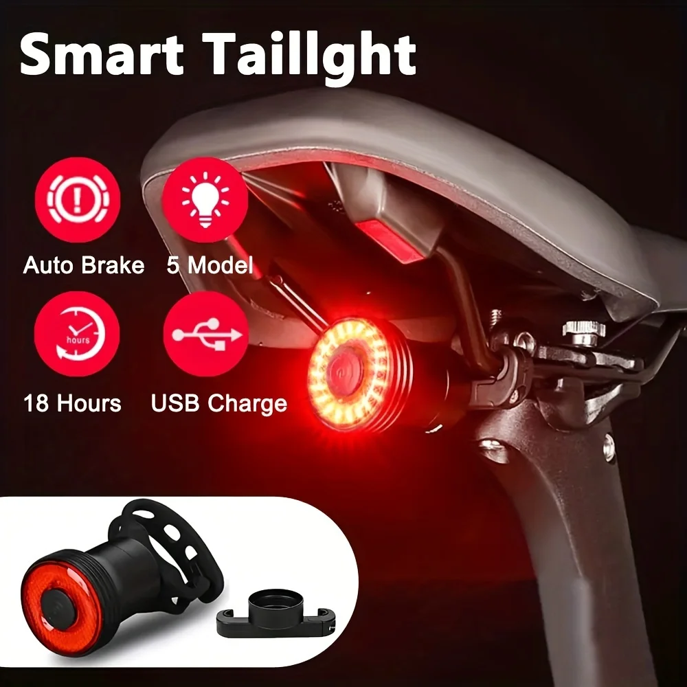 Bicycle Smart Auto Brake Sensor Light LED Rechargeable Bicycle Tail Light Bicycle Rear Light Accessories