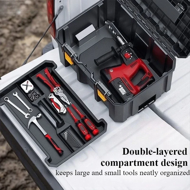 2 Layer Tool Case Large Capacity Electrician Tool Storage Suitcase Portable Hardware Organizer Box Multifunctional Tools Cases