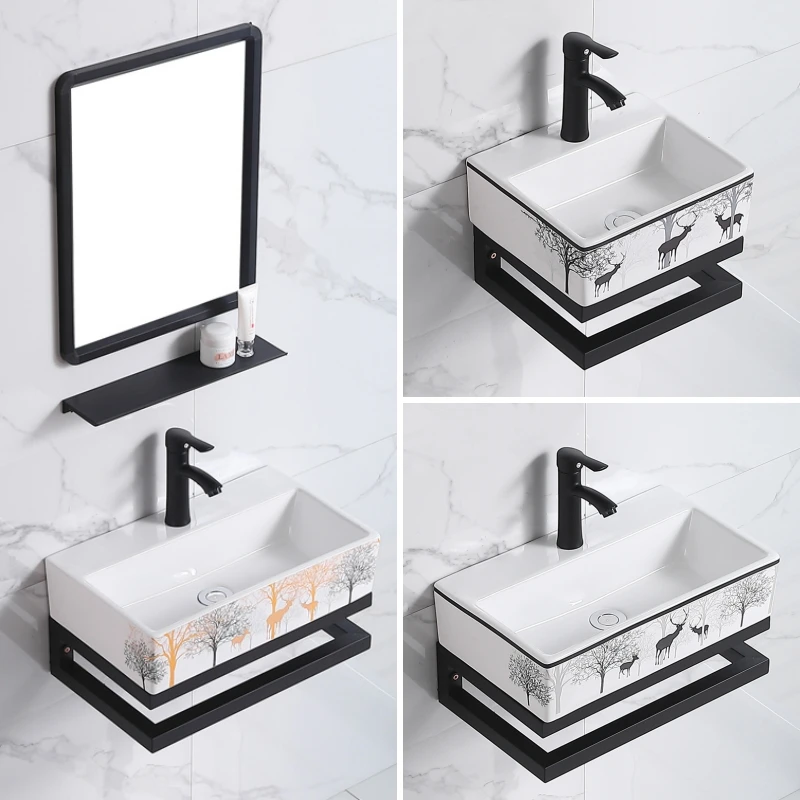 

Balcony Small ceramic wash basin Bathroom wash table Household small apartment Simple wall-mounted washbasin 30cm