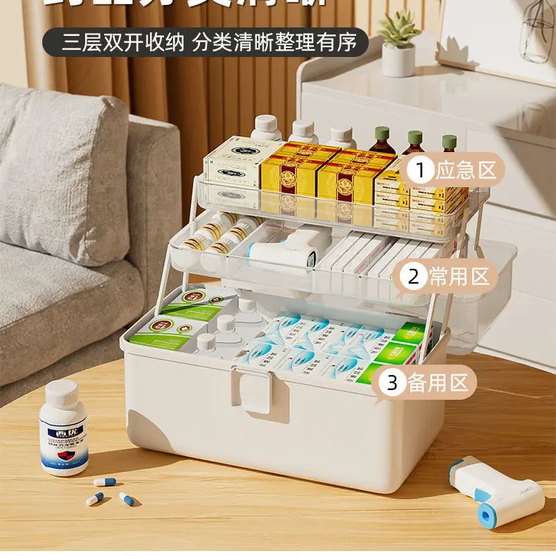 Scatola per medicinali tipo familiare scatola per medicinali multistrato a prova di umidità di grande capacità per uso domestico conservazione multifunzionale per cure mediche 1