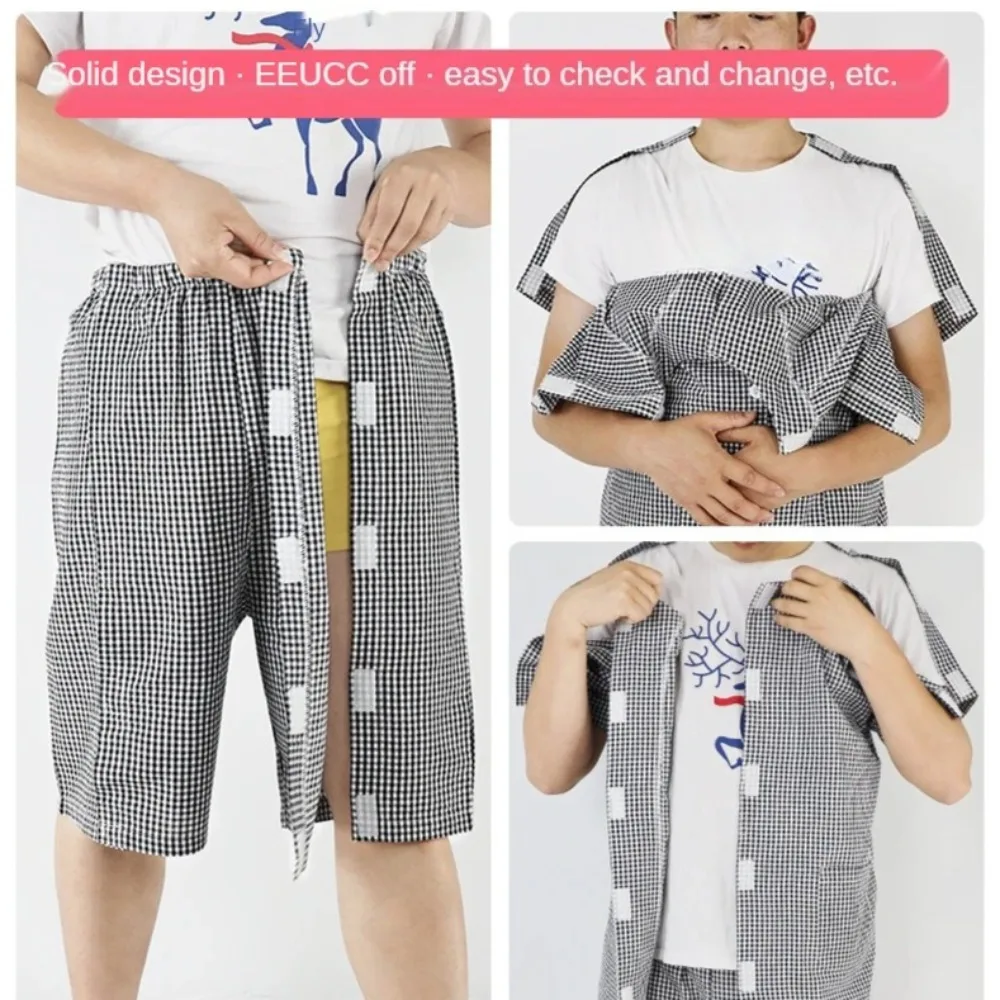 

Summer Short-Sleeved Shorts Hospital Gown Nursing Fracture Rehabilitation Set Care Patients Paralyzed Bedridden Elderly Clothing