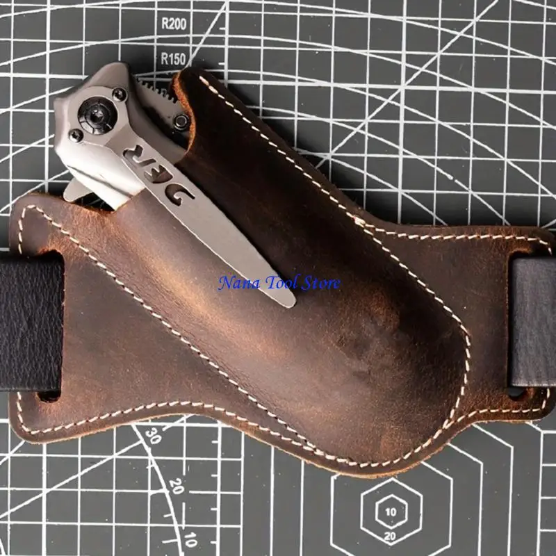 31GJ Outdoor Folding Cutter Belt PU Leather Belt Bag Cutter Sheath Case for Convenient Carrying and Quick Retrieval