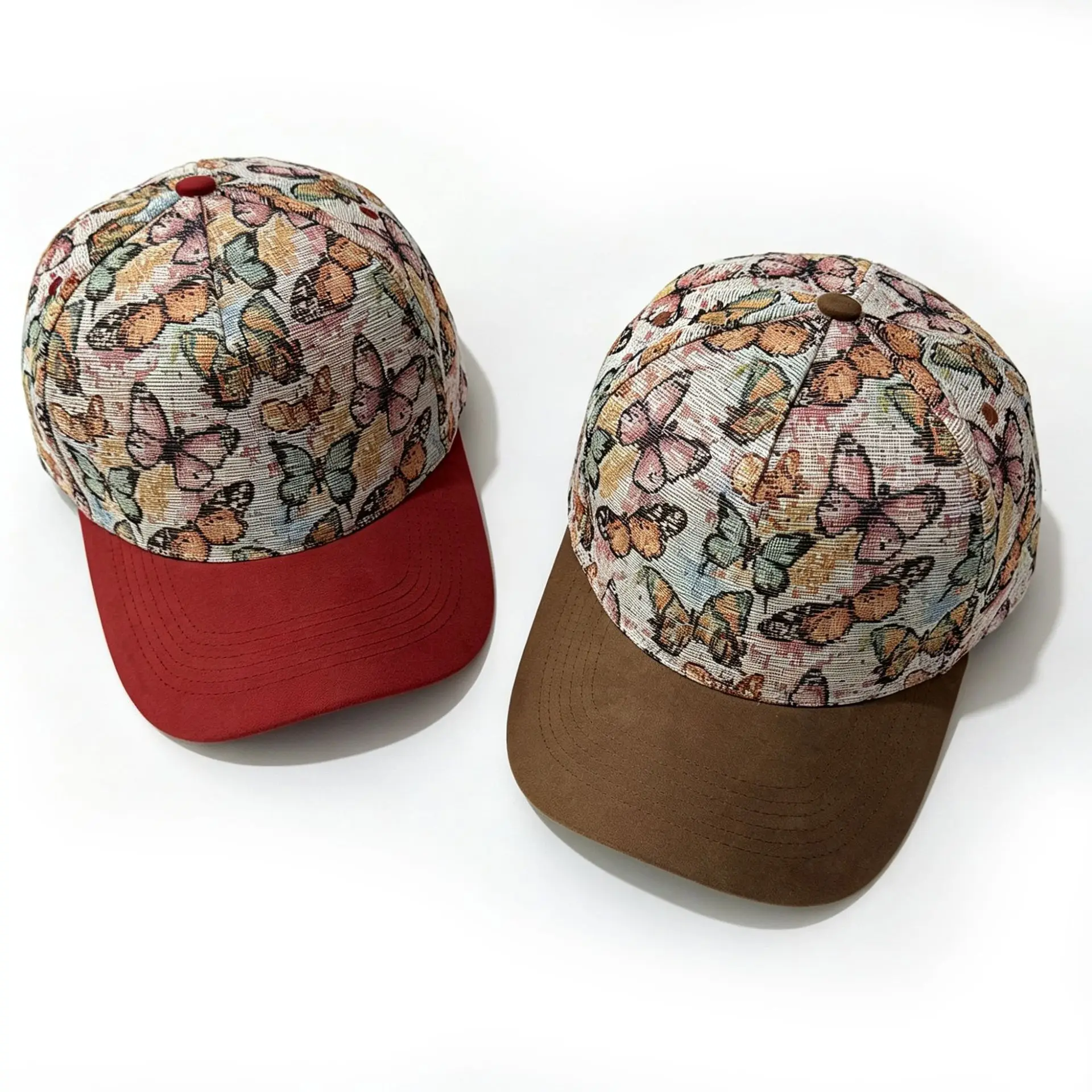 New Euro American Color Block Baseball Cap Butterfly Jacquard 5-Panel Trucker Hat Available Unisex Duckbill Cap