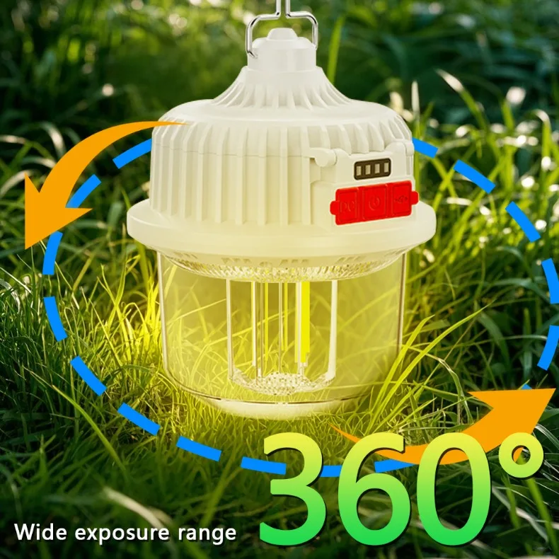الطاقة الشمسية LED التخييم ضوء 2400mAh نوع C لمبة قابلة للشحن مقاوم للماء خيمة معلقة فانوس المحمولة الدافئة + الأبيض مصباح العمل في حالات الطوارئ
