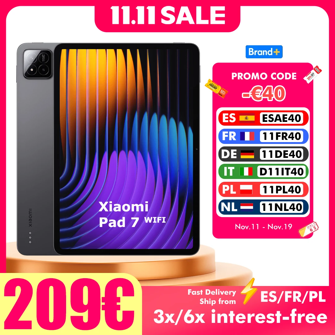تابلت شاومى باد 7 ، 11 بوصة ، 14 هرتز ، واي فاي ، 6E ، 8 جيجابايت ، GB ، 8 جيجابايت ، 8 جيجابايت ، GB ، GB