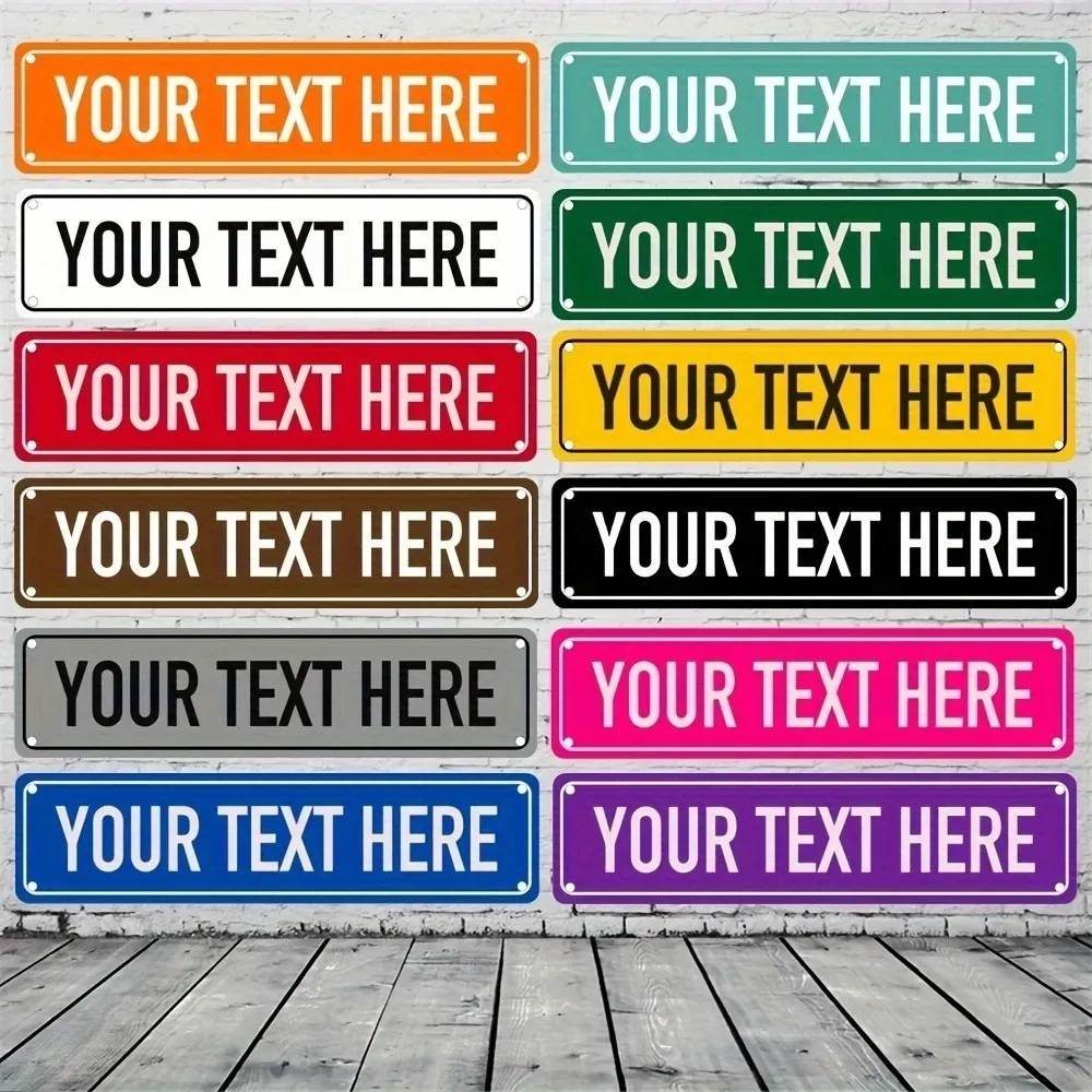1pc 2D Flat Engraved Traditional Custom Metal Display Street Sign Personalized Words Decorative Wall Art For Office Library Gall