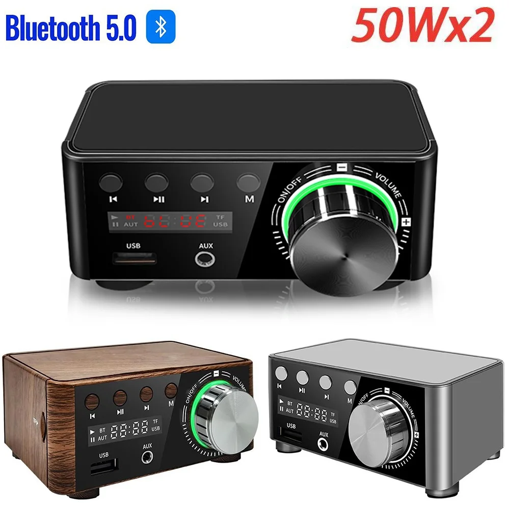 50W+50W CS8673E Bluetooth 5.0 Digital Audio Power Amplifier 2.0 Channel Class D AUX TF Home Theater HiFi Stereo Mini Amplifier