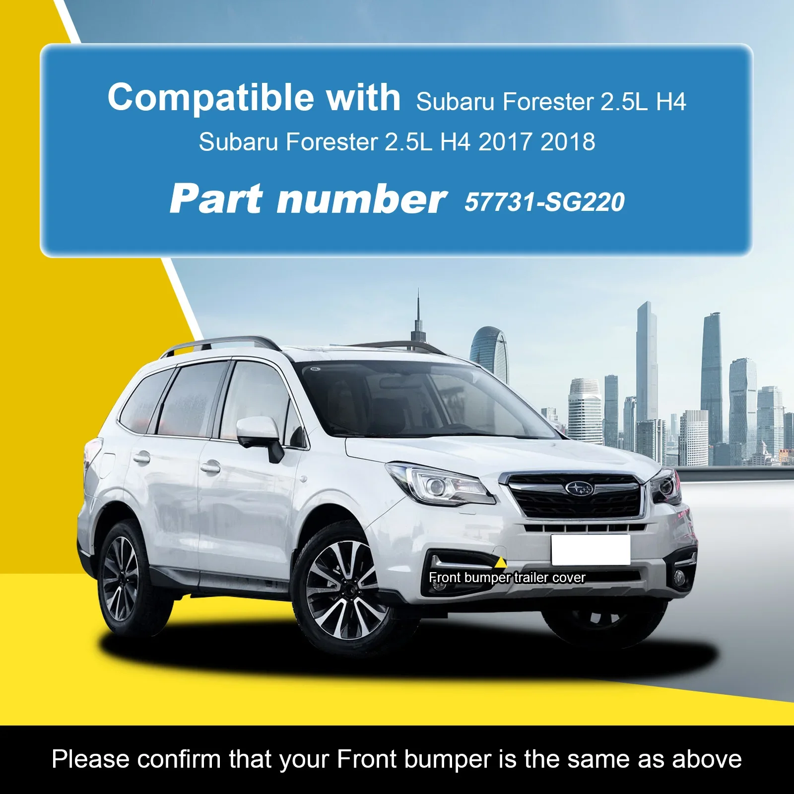 For Subaru Forester 2.5L H4 2017 2018 Front Bumper Tow Hook Towing Eye Cover Genuine Part 57731SG220