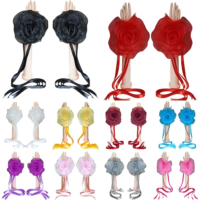 

3D Flower Dance Wrist Strap Modern Dance Hand Sleeve Latin Ballroom Waltz Stage Performance Chiffon Floral Arm Accessory