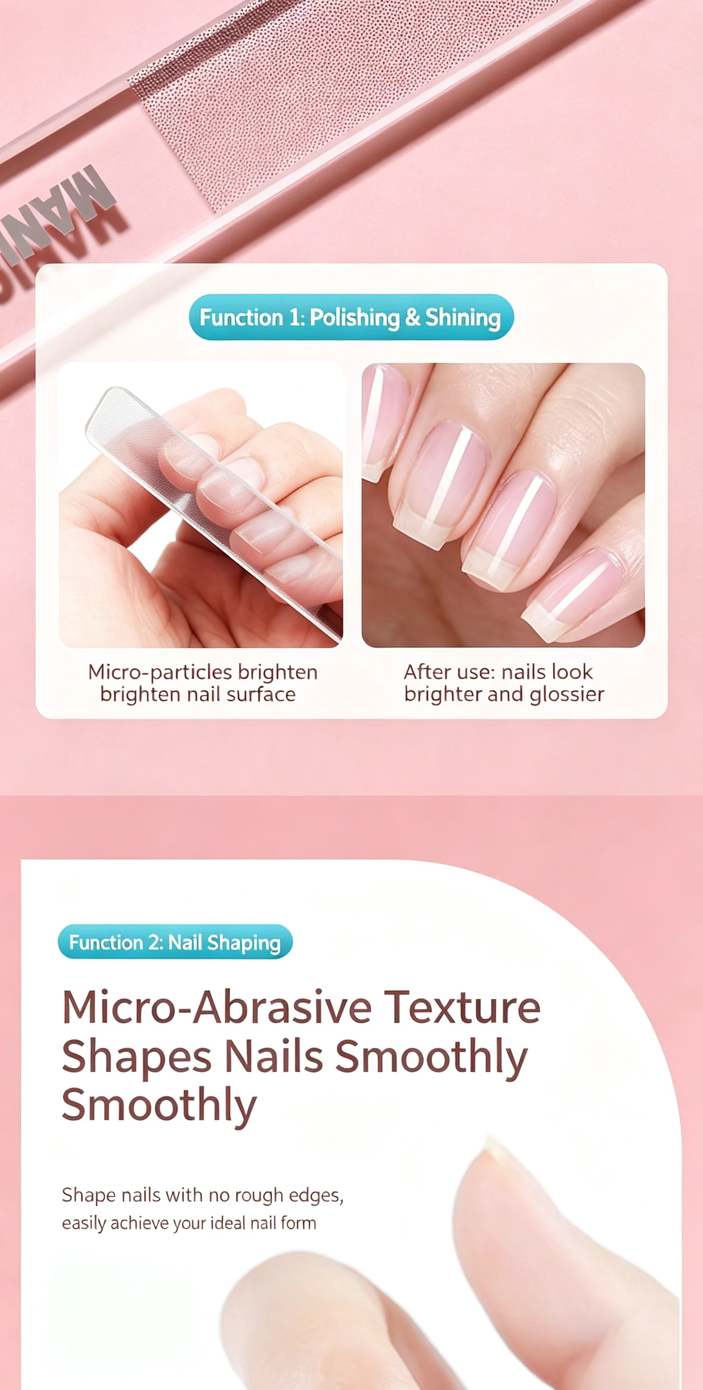 Transparente Nagelfeile aus Nano-Glas, Professionelle Schleif- und Polierfeilen mit Box – Detail 4
