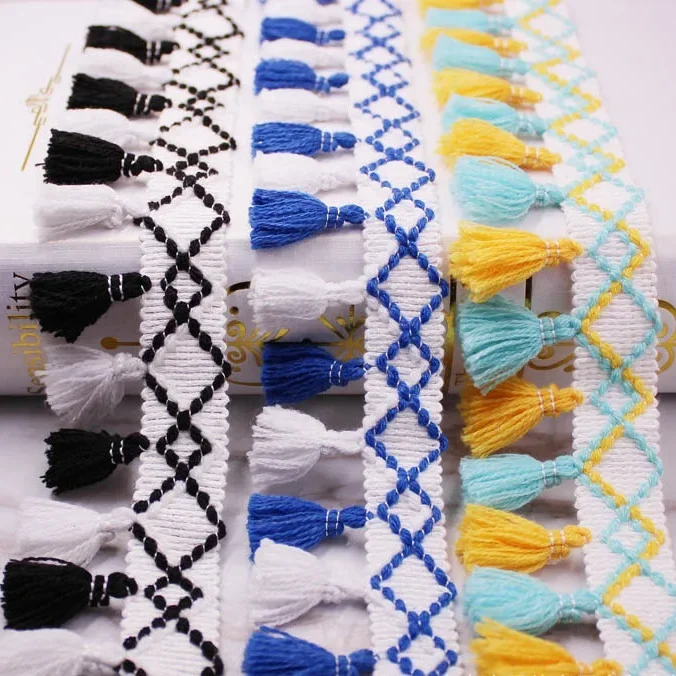1 Yard/Los Spitzenband zum Nähen, Pompon-Besatz, Quasten, Pompons, 5 cm Breite, Kugelfransen, Stickerei, Bekleidungsstoff, handgefertigtes Accessoire – Detail 1